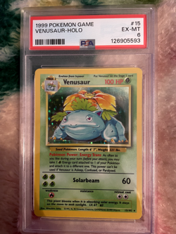 1999 Pokemon Venusaur Holo Base Set Unlimited PSA 6 15/102 - Image 1