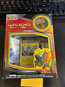 POKEMON TCG: Tapu Koko Pin Collection Factory Sealed Box-3 Booster Packs New - Image 1