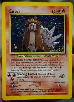 LP SWIRL Entei Neo Revelation Holo Vintage Pokemon Card TCG WOTC UK 6/64 - Image 1