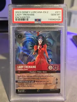 Lorcana Enchanted Lady Tremaine Imperious Queen Foil Card 211/204 PSA 10 - Image 1