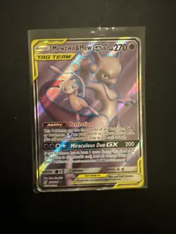 Pokemon TCG - Mewtwo & Mew GX 222/236 - Sun & Moon Unified Minds Tag Team - N/M - Image 1