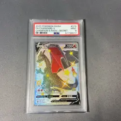 2020 Pokemon TCG Champions Path Secret Rare Shiny Charizard V Card PSA 9 #079 - Image 1