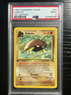 Kabuto 1st Edition 1999 Pokemon Fossil 50/62 Fossil PSA 9 - Image 1