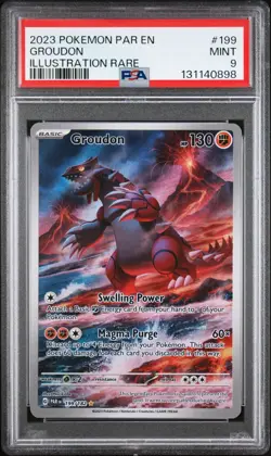 2023 POKEMON PAR EN PARADOX RIFT ILLUSTRATION RARE #199 GROUDON PSA 9 MINT - Image 1