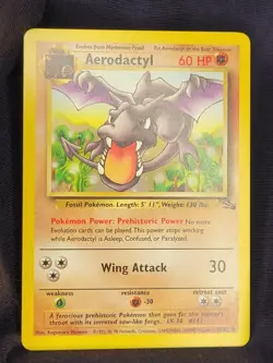 Lot of 3 Aerodactyl 16/62 Fossil Unlimited Rare Pokemon Card Non-Holo LP Vintage - Image 1