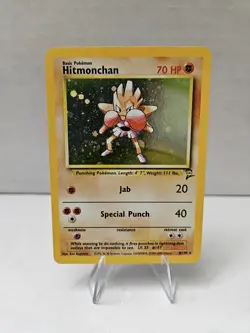 Pokemon Hitmonchan Base Set 2 Holo Unlimited Rare Card 7/102 Vintage TCG | LP - Image 1