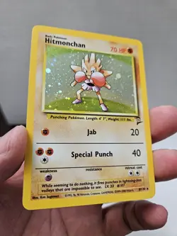 Pokemon Hitmonchan Base Set 2 Holo Unlimited Rare Card 7/102 Vintage TCG | LP - Image 3