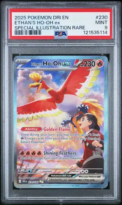 2025 POKEMON DRI EN-DESTINED RIVALS #230 ETHAN'S HO-OH EX PSA 9 - Image 1