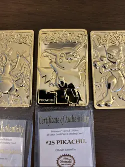 *NO Pokeballs* Set Of 6 Pokemon 23K Gold Plated Cards 1999 Burger King Promotion - Image 5