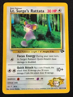 Pokemon Lt. Surge's Rattata 85/132 Common (NM) - Image 1