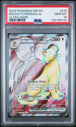 Team Rocket's Persian ex 219/182 PSA 10 Destined Rivlas Full Art Pokemon GEM MT - Image 1