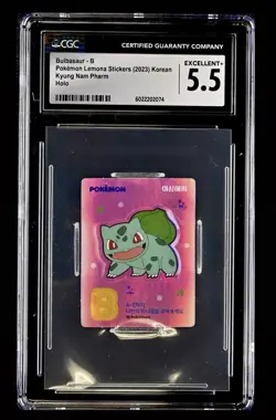 Pokemon 2023 Korean Lemona Sticker Bulbasaur Holo CGC 5.5 POP 1 LOW POP ✨ - Image 1