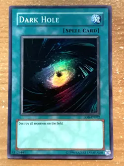 yugioh Dark Hole LOB-EN052 Super Rare North American Near Mint - Image 1