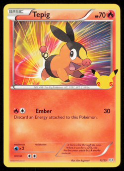 Tepig 13/25 Non Holo - 2021 Pokemon 25th Anniversary McDonalds Promo LP - Image 1
