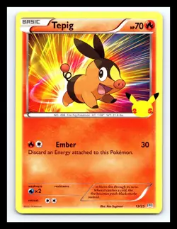 💥 Tepig # 13/25 Non Holo McDonalds 25th Anniversary Promo Pokemon 2021 - Image 1