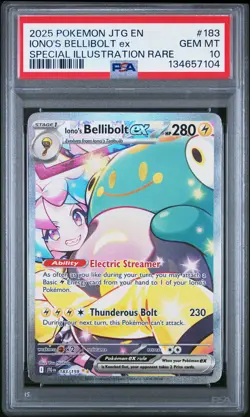 2025 POKEMON JTG SPECIAL ILLUSTRATION RARE #183 IONO'S BELLIBOLT EX PSA 10 - Image 1