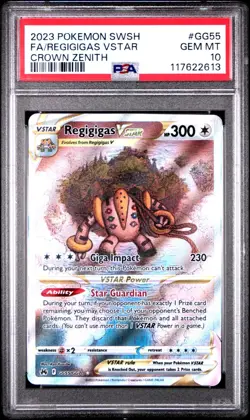 2023 POKEMON SWORD AND SHIELD CROWN ZENITH #GG55 FA/REGIGIGAS VSTAR (PSA 10) - Image 1