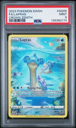 2023 POKEMON SWORD & SHIELD CROWN ZENITH #GG05 FULL ART/LAPRAS PSA 9 - Image 1