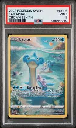2023 POKEMON SWORD & SHIELD CROWN ZENITH #GG05 FULL ART/LAPRAS PSA 9 - Image 1