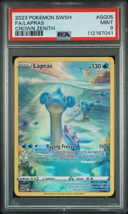 2023 POKEMON SWORD & SHIELD CROWN ZENITH #GG05 FULL ART/LAPRAS PSA 9 - Image 1