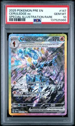 PSA GEM MT 10 - 2025 POKEMON PRISMATIC EVOLUTIONS SIR 147 CERULEDGE EX - Image 1