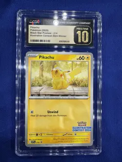 POKEMON CGC PRISTINE 10 PIKACHU ILLUSTRATION CONTEST WINNER 2024 #214 PROMO - Image 1