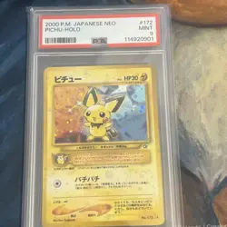 2000 Pokemon Japanese Neo - PICHU - HOLO - 172 - PSA 9 RARE * SWIRL* 💫 - Image 1