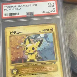 2000 Pokemon Japanese Neo - PICHU - HOLO - 172 - PSA 9 RARE * SWIRL* 💫 - Image 2