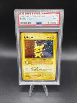 2000 POKEMON JAPANESE NEO #172 PICHU HOLO PSA 9 MINT SWIRL - Image 1