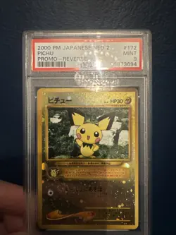 Pokemon Neo Premium File 2 Pichu No.172 Reverse Holo Card 2000 Japanese PSA 9 - Image 1