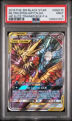 Moltres Zapdos Articuno GX SM210 Stained Glass Birds Sun & Moon English PSA 9 - Image 1