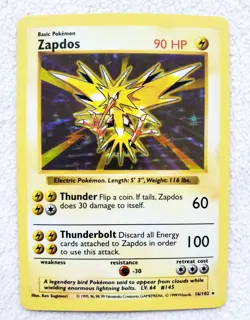 Pokemon Base Set ZAPDOS Holo Rare SHADOWLESS Wotc 1999 Vtg Holographic - Image 2