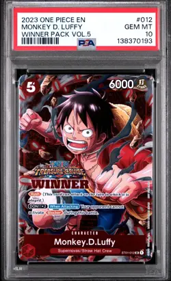 2023 ONE PIECE PROMOS #012 MONKEY D. LUFFY WINNER PACK VOL.5 PSA 10 GEM MINT - Image 1