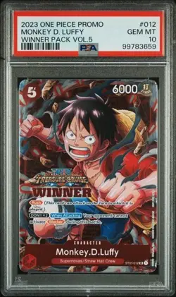 2023 ONE PIECE PROMOS #012 MONKEY D. LUFFY WINNER PACK VOL.5 PSA 10 GEM MINT - Image 1