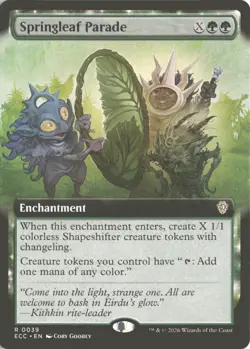 MTG Springleaf Parade (0039) *Non-Foil* Ext Art Commander: Lorwyn Eclipsed MT/NM - Image 1