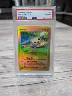 PSA 8 NM-MINT Minun 7/97 REVERSE HOLO Ex Dragon Pokemon Card 289 - Image 1