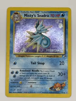 Misty's Seadra - 9/132 - 2000 Holo Rare Gym Heroes PRERELEASE Pokemon Card HP - Image 1