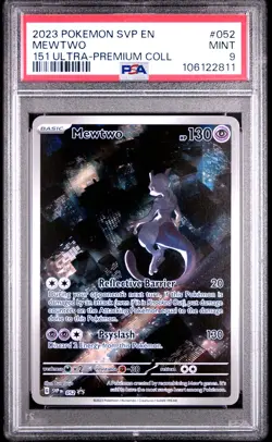 2023 POKEMON SVP EN-SV BLACK STAR PROMO 151 ULTRA-PREM COLL #052 MEWTWO PSA 9 - Image 1