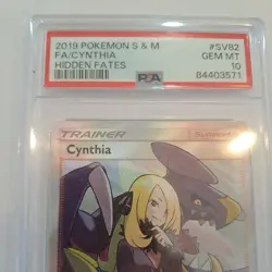 2019 POKEMON CYNTHIA SUN & MOON HIDDEN FATES FULL ART SV82/SV94 PSA 10 - Image 2