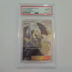 2019 POKEMON CYNTHIA SUN & MOON HIDDEN FATES FULL ART SV82/SV94 PSA 10 - Image 1