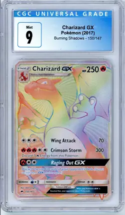 Pokemon Charizard GX #150 Burning Shadows CGC 9 Mint - Image 1