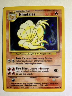 1999 Pokemon Base Set Holo Unlimited Ninetales 12/102 - MP - Image 1