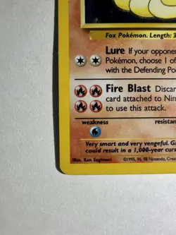 1999 Pokemon Base Set Holo Unlimited Ninetales 12/102 - MP - Image 3
