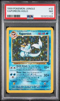 1999 Pokemon Vaporeon Holo 12/64 Jungle PSA 7 - Image 1