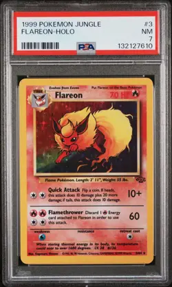 1999 Pokemon TCG Jungle #3 Flareon Holo PSA 7 NM - Image 1