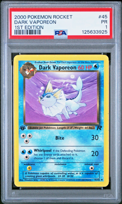 PSA 1 1ST EDITION 2000 Pokemon Team Rocket Dark Vaporeon 45/82 Non Holo Rare - Image 1
