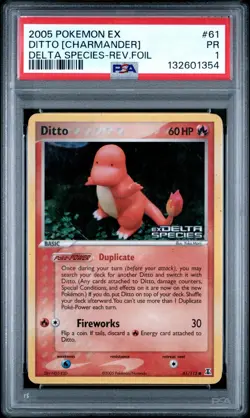 PSA 1 2005 Pokemon EX Delta Species Ditto Charmander STAMPED Reverse Holo 61/113 - Image 1