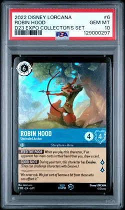 2022 DISNEY LORCANA D23 EXPO COLLECTOR'S SET ROBIN HOOD UNRIVALED ARCHER PSA 10 - Image 1