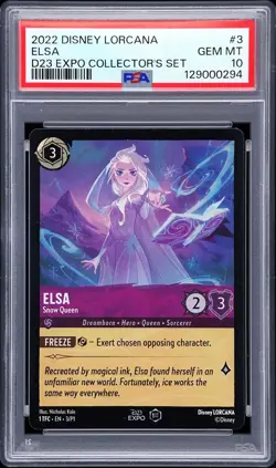 2022 DISNEY LORCANA PROMO D23 EXPO COLLECTOR'S SET #3 ELSA SNOW QUEEN PSA 10 - Image 1