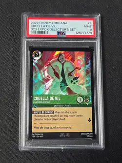 2022 Disney Lorcana CRUELLA DE VIL #4 PSA 9 D23 Expo Collector's Set - Image 1
